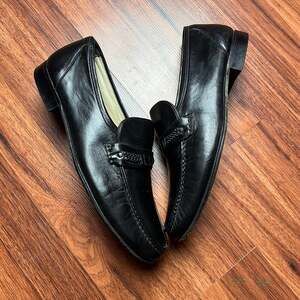 Mens Black Bally Leather Loafers Shoes Drivers Switzerland Size 8 Designer
